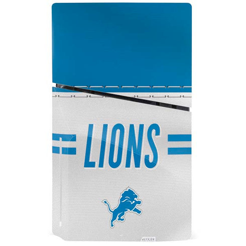 NFL Detroit Lions White Striped PS5 Slim Disk Console Skin