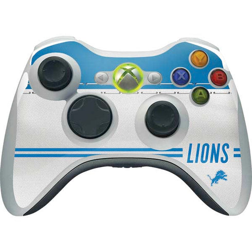 NFL Detroit Lions White Striped Xbox 360 Wireless Controller Skin