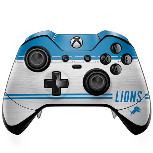 NFL Detroit Lions White Striped Xbox One Elite Controller Skin