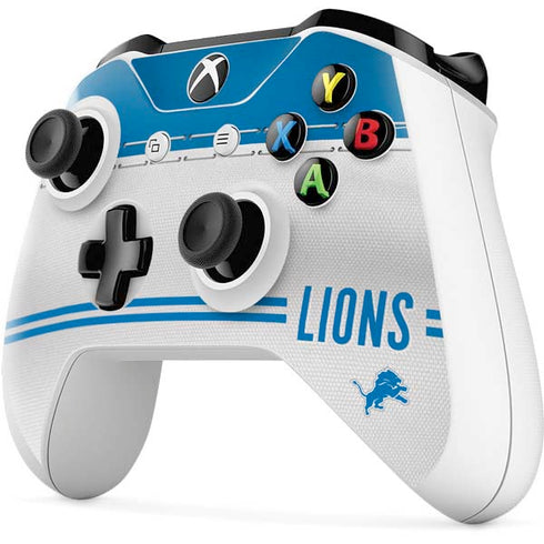 NFL Detroit Lions White Striped Xbox One S All-Digital Edition Bundle Skin