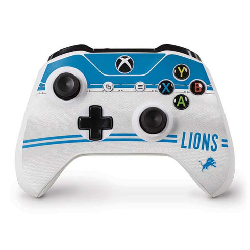 NFL Detroit Lions White Striped Xbox One S Controller Skin