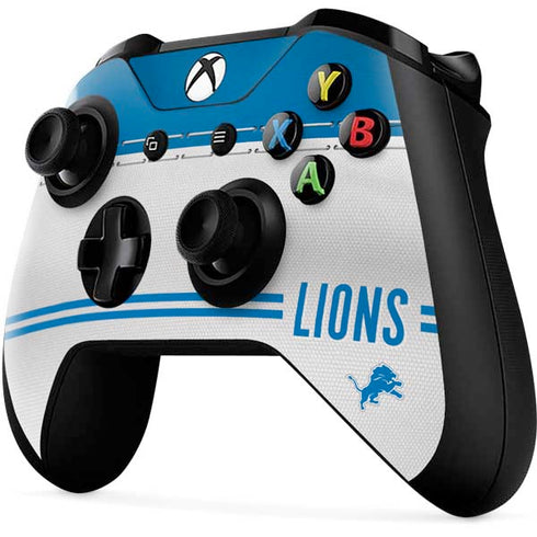 NFL Detroit Lions White Striped Xbox One X Controller Skin