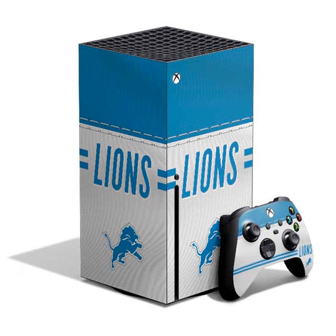 NFL Detroit Lions White Striped Xbox Series X Bundle Skin