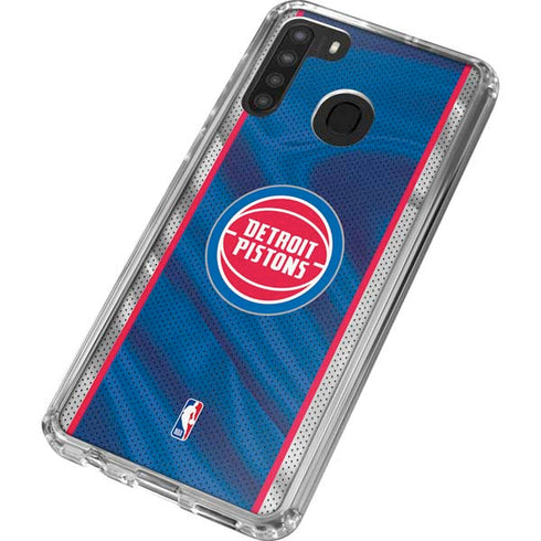 NBA Detroit Pistons Away Jersey Galaxy A21 Clear Case