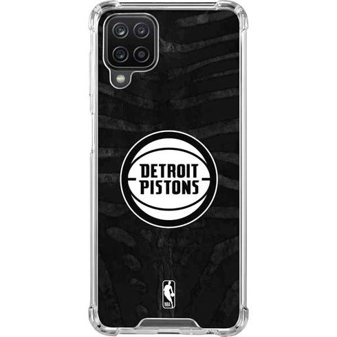 NBA Detroit Pistons Black Animal Print Galaxy A12 Clear Case