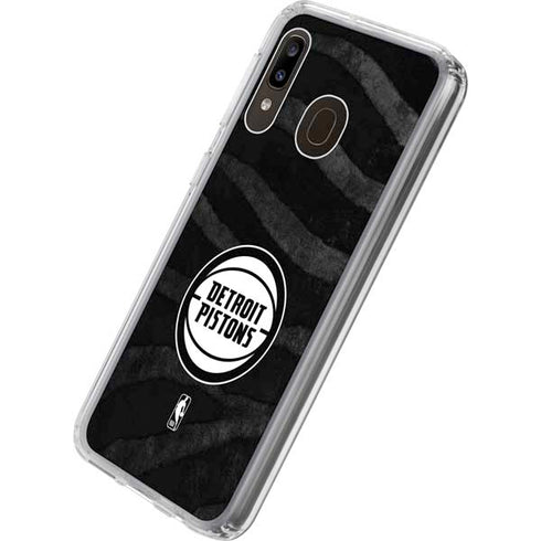 NBA Detroit Pistons Black Animal Print Galaxy A20 Clear Case