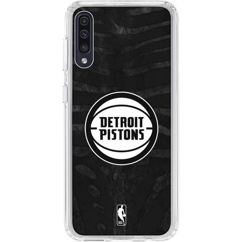 NBA Detroit Pistons Black Animal Print Galaxy A50 Clear Case