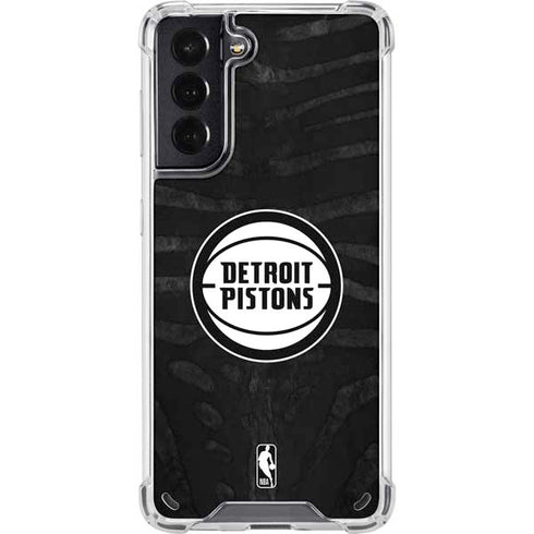 NBA Detroit Pistons Black Animal Print Galaxy S21 5G Clear Case