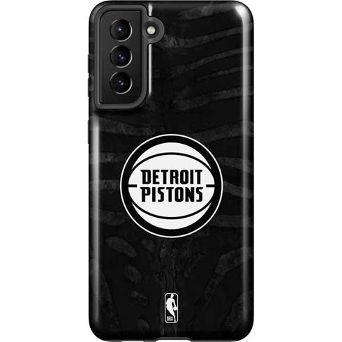 NBA Detroit Pistons Black Animal Print Galaxy S21 Plus 5G Pro Case
