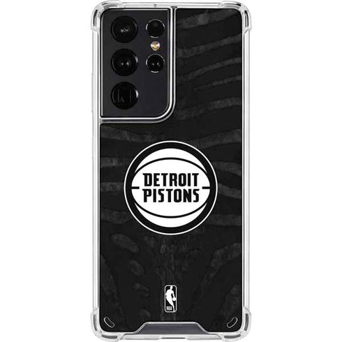 NBA Detroit Pistons Black Animal Print Galaxy S21 Ultra 5G Clear Case