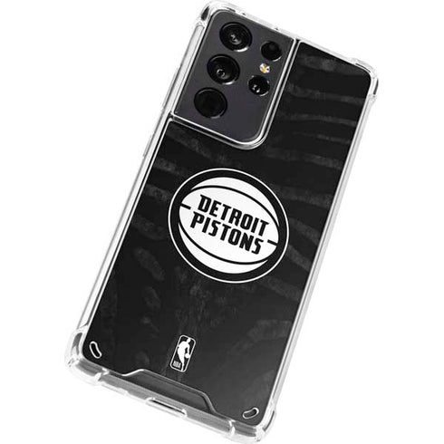 NBA Detroit Pistons Black Animal Print Galaxy S21 Ultra 5G Clear Case
