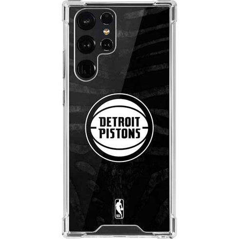 NBA Detroit Pistons Black Animal Print Galaxy S22 Ultra Clear Case