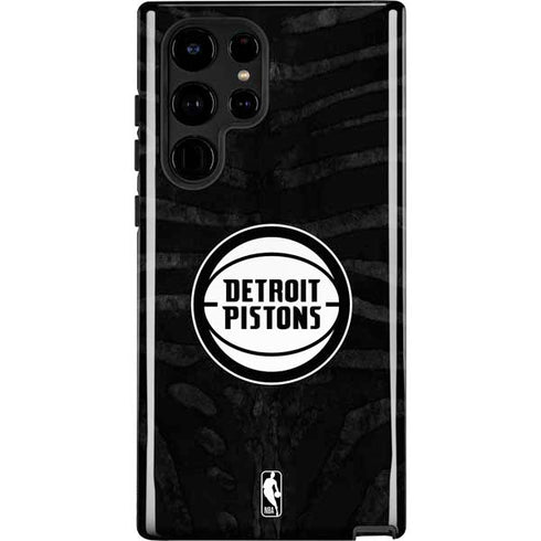 NBA Detroit Pistons Black Animal Print Galaxy S22 Ultra Pro Case