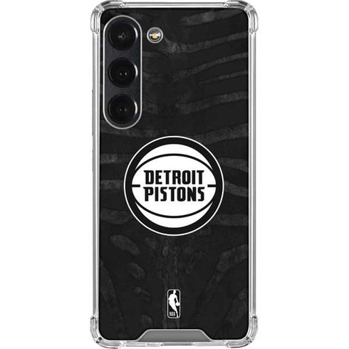NBA Detroit Pistons Black Animal Print Galaxy S23 Clear Case