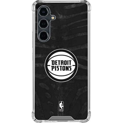 NBA Detroit Pistons Black Animal Print Galaxy S23 FE Clear Case