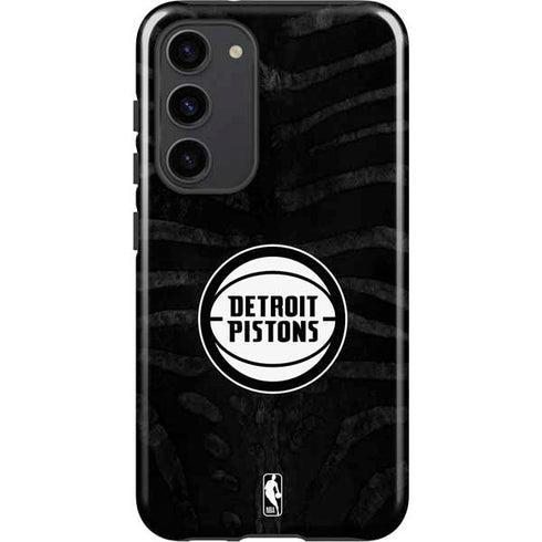 NBA Detroit Pistons Black Animal Print Galaxy S23 Plus Pro Case