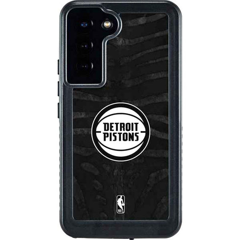 NBA Detroit Pistons Black Animal Print Galaxy S23 Plus Waterproof Case