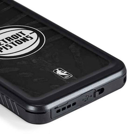NBA Detroit Pistons Black Animal Print Galaxy S23 Plus Waterproof Case