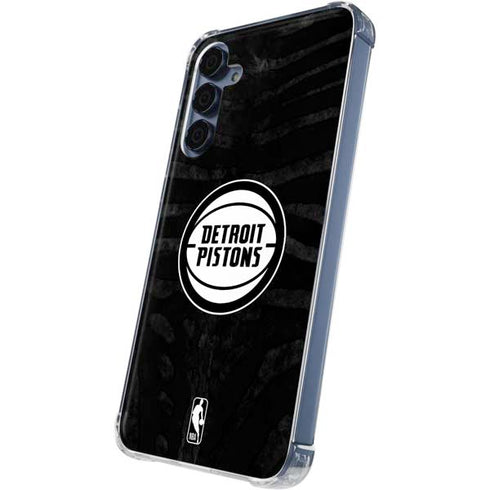 NBA Detroit Pistons Black Animal Print Galaxy S24 Clear Case