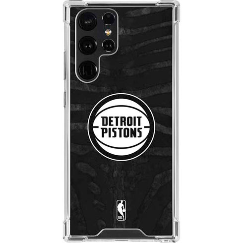NBA Detroit Pistons Black Animal Print Galaxy S24 Ultra Clear Case