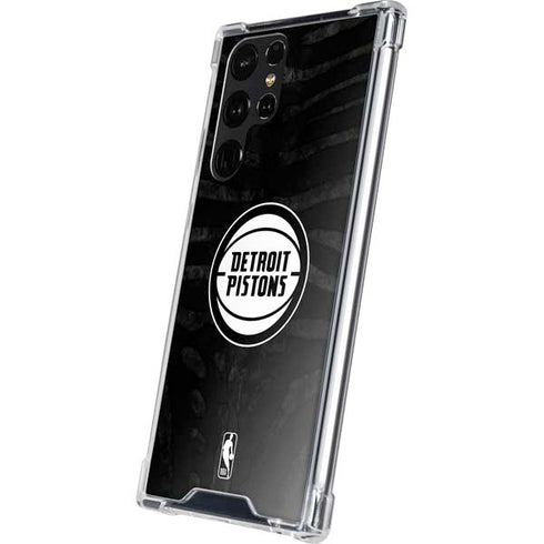 NBA Detroit Pistons Black Animal Print Galaxy S24 Ultra Clear Case