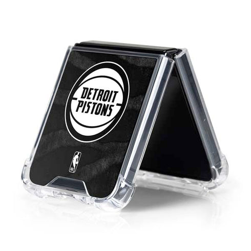 NBA Detroit Pistons Black Animal Print Galaxy Z Flip5 5G Clear Case
