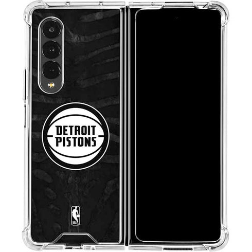 NBA Detroit Pistons Black Animal Print Galaxy Z Fold4 5G Clear Case