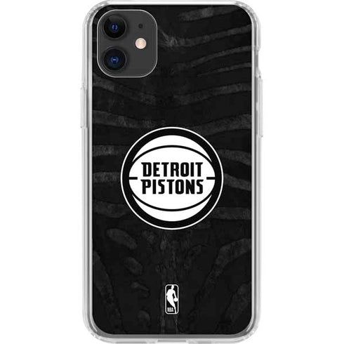 NBA Detroit Pistons Black Animal Print iPhone 11 Clear Case