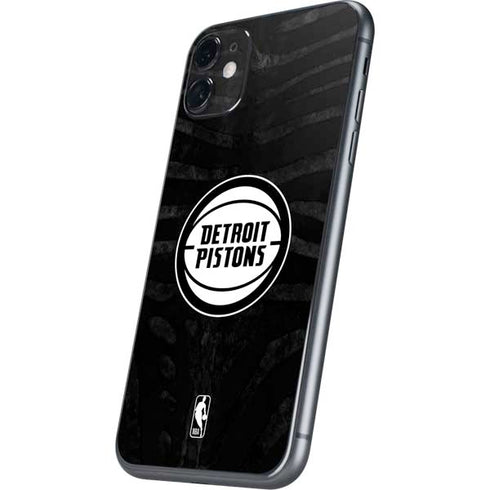 NBA Detroit Pistons Black Animal Print iPhone 11 Skin