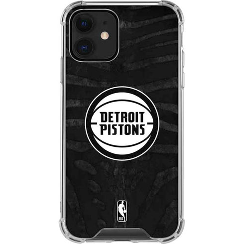 NBA Detroit Pistons Black Animal Print iPhone 12 Clear Case