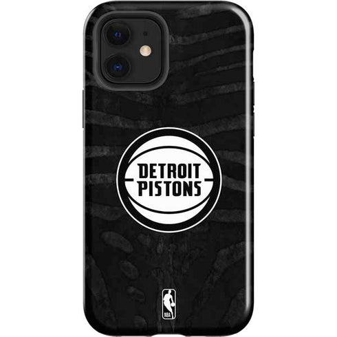 NBA Detroit Pistons Black Animal Print iPhone 12 Impact Case