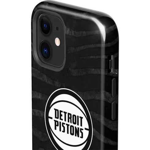 NBA Detroit Pistons Black Animal Print iPhone 12 Impact Case