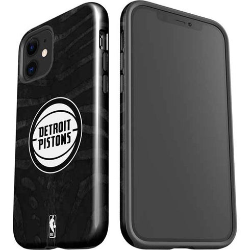 NBA Detroit Pistons Black Animal Print iPhone 12 Impact Case