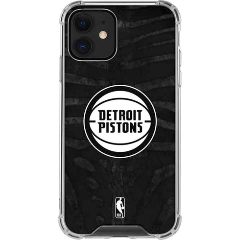 NBA Detroit Pistons Black Animal Print iPhone 12 Mini Clear Case
