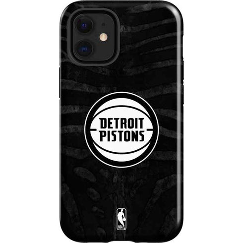 NBA Detroit Pistons Black Animal Print iPhone 12 Mini Impact Case