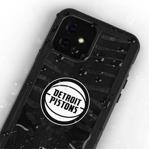 NBA Detroit Pistons Black Animal Print iPhone 12 Mini Waterproof Case