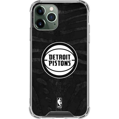 NBA Detroit Pistons Black Animal Print iPhone 12 Pro Clear Case