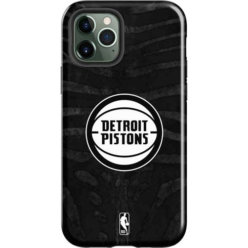 NBA Detroit Pistons Black Animal Print iPhone 12 Pro Impact Case