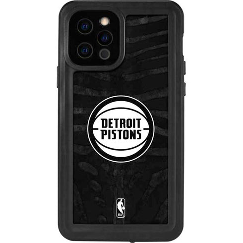 NBA Detroit Pistons Black Animal Print iPhone 12 Pro Waterproof Case