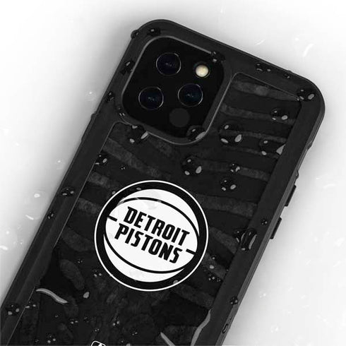 NBA Detroit Pistons Black Animal Print iPhone 12 Pro Waterproof Case