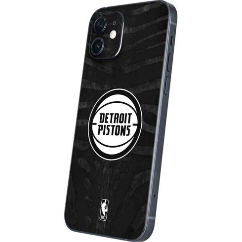 NBA Detroit Pistons Black Animal Print iPhone 12 Skin
