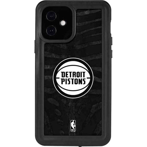 NBA Detroit Pistons Black Animal Print iPhone 12 Waterproof Case
