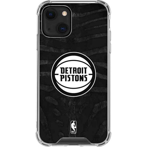 NBA Detroit Pistons Black Animal Print iPhone 13 Clear Case