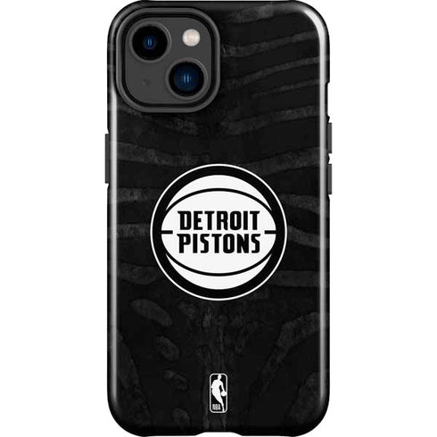 NBA Detroit Pistons Black Animal Print iPhone 15 Plus Impact Case