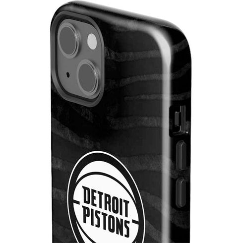 NBA Detroit Pistons Black Animal Print iPhone 15 Plus Impact Case
