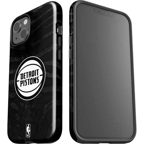 NBA Detroit Pistons Black Animal Print iPhone 14 Plus Impact Case