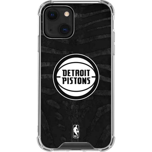 NBA Detroit Pistons Black Animal Print iPhone 14 Plus Clear Case