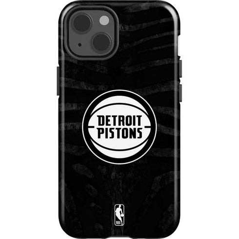 NBA Detroit Pistons Black Animal Print iPhone 15 Impact Case