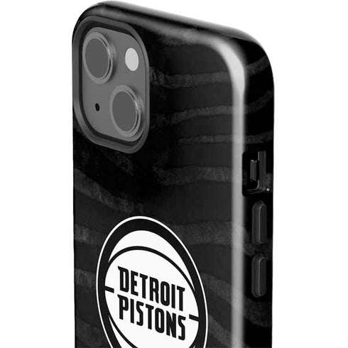 NBA Detroit Pistons Black Animal Print iPhone 15 Impact Case