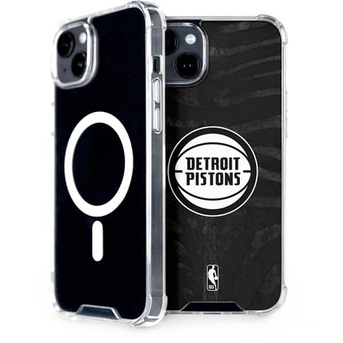 NBA Detroit Pistons Black Animal Print iPhone 15 Plus MagSafe Case